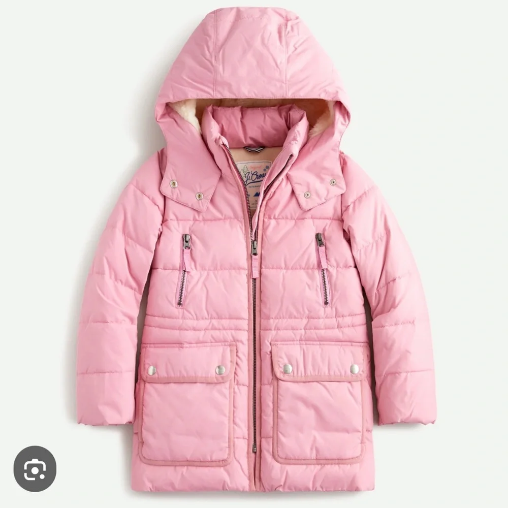 Girls Crewcuts J Crew Pink Puffer Primo loft Coat  XL NWT